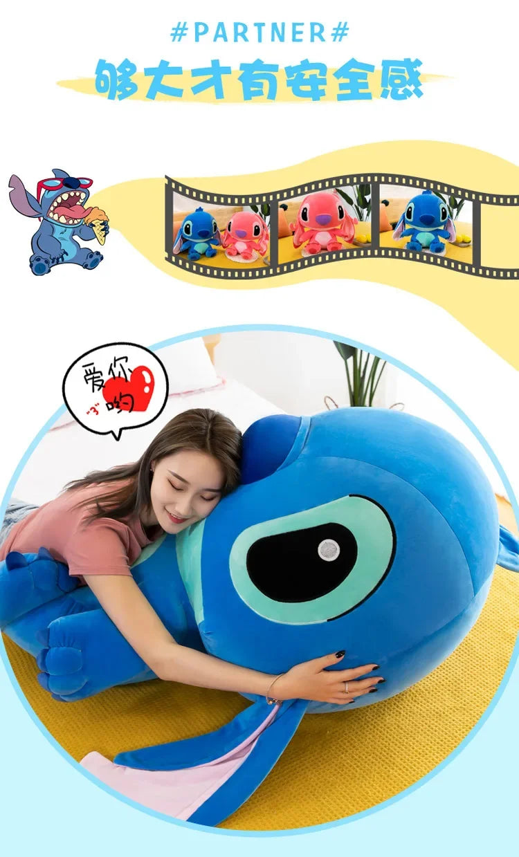 80cm Big Size Disney LILO & Stitch Anime Plush Stuffed Doll Room Plushies Pillow Ornaments Peluche Children's Holiday Gifts.