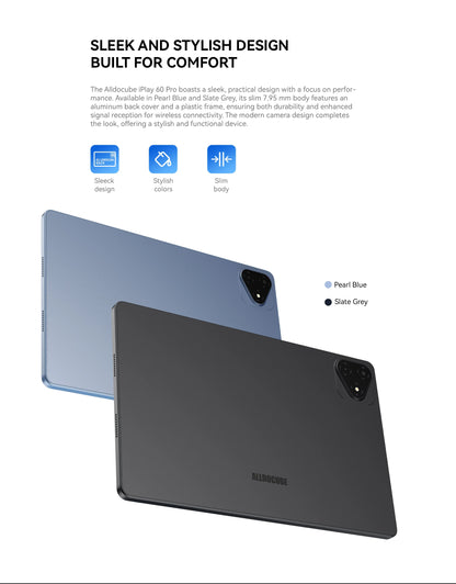 ALLDOCUBE iPlay60 Pro Tablet 10.95" 90Hz Display Helio G99 16GB(6GB+10GB Virtual) RAM 128GB ROM 4G LTE Android 14 7000mAh.