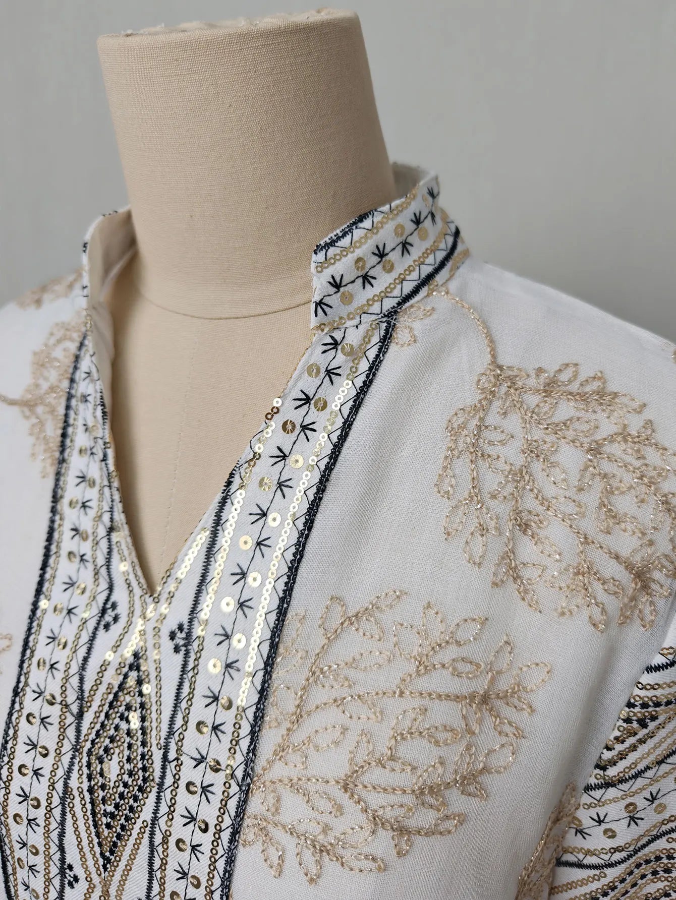 Muslim Women's Light Blue Islamic Embroidered Abaya with Gold Detailing Ideal for Formal Events in Middle East like UAE Saudi