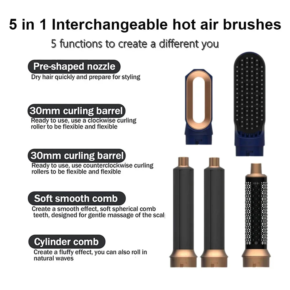 New 5 In1 Multi Hair Straightener Hair Styler Curling Iron Hair Dryer With Hair Brush Hairdryer For Hair Dryer Hair Multi Style.