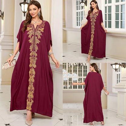 Frauen bestickte lange Kaftane Plus Size Kaftan Kleider Strand Badeanzug Cover Up Moomoo Kleid marokkanische Robe