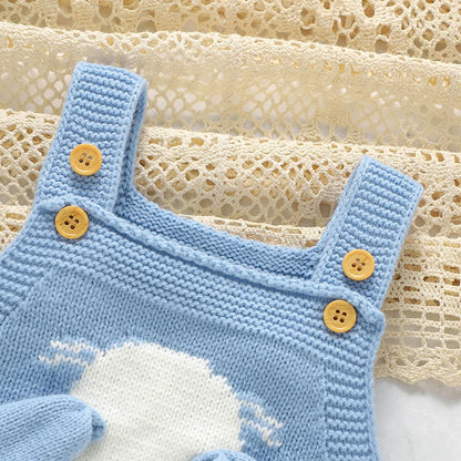 Baby Bodys Gestrickte Infant Mädchen Junge Sling Overall Ärmel Neugeborenen Kind Kleidung Niedlichen Cartoon Bunny 0-18M Overalls mode.