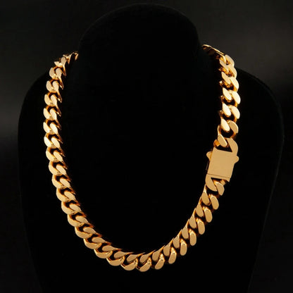 316 Stainless Steel Plated 18k Gold Fashion Crypto Cuban Chain Miami Rap Hip Hop Men's Bracelet Accessory.