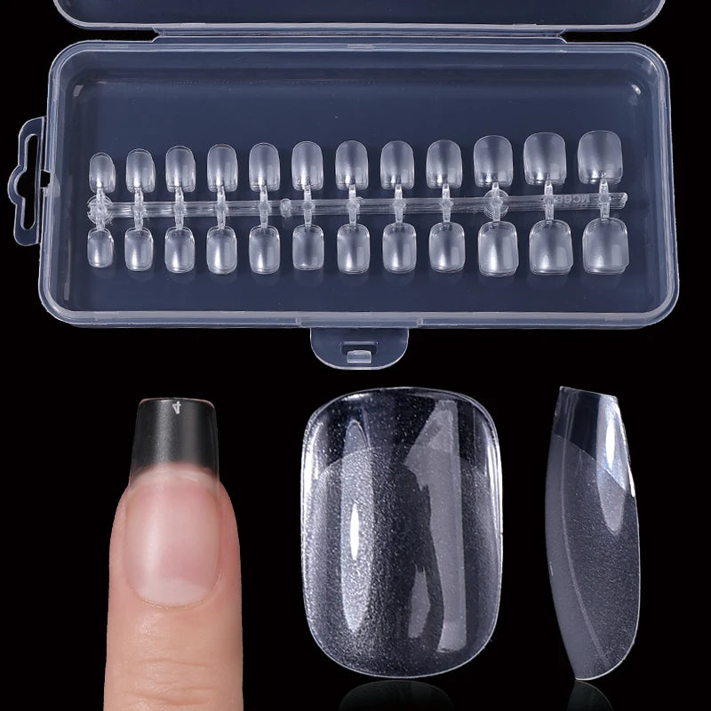 Fake Nail Press on Tips for Nails Extension Full False Acrylic Finger Short Artificial American Capsules Long Soft Gel Almond.