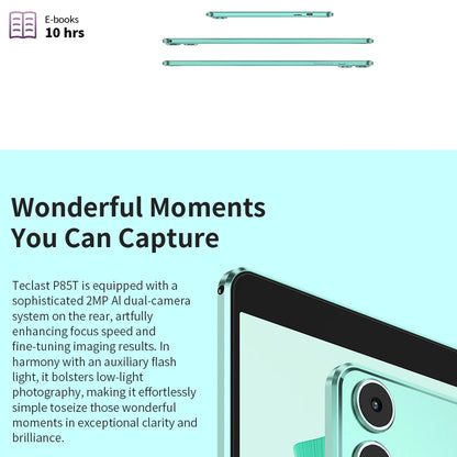 Teclast P85T 2024 Tablet Allwinner A523 8-core 1.8GHz/ 10GB(4GB+6GB) RAM/64GB ROM/8 Inch 800×1280iPS/WIFI5G/4G/5000mAh/Type-C/0