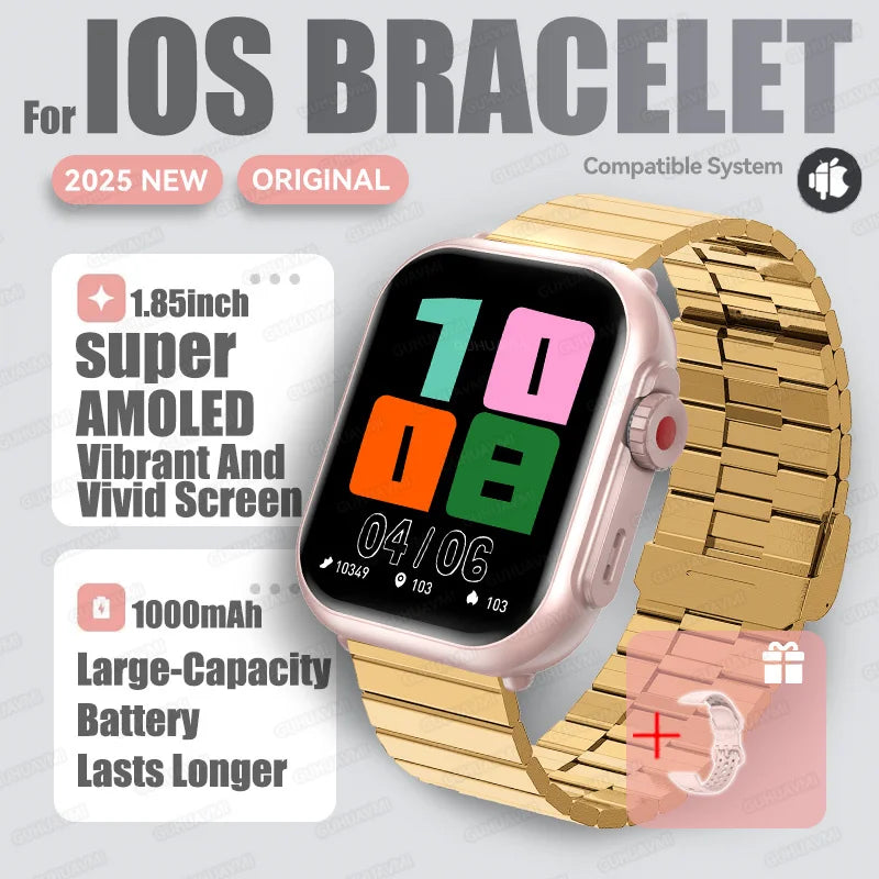 2025 New For Huawei Xiaomi Smart Watch Men Women 1.85-Inch HD AMOLED Full Touch Screen IP68 Waterproof Bluetooth Call SmartWatch