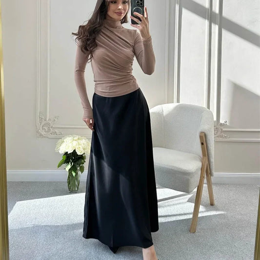 Sexy Long Sleeve T-Shirt Women's Stand Collar Slimming Base Layer Top Wholesale European and American Foreign Trade Women's Clot.