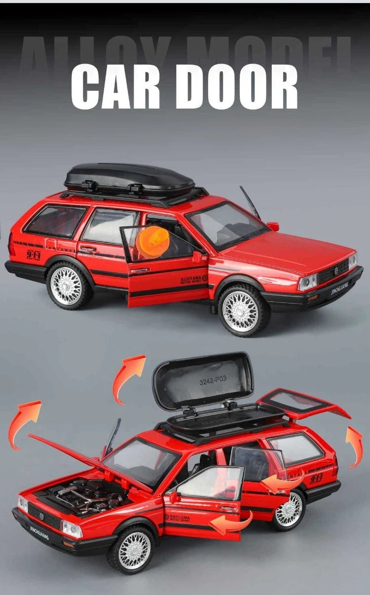 Diecast 1:32 VW SANTANA Wagon Alloy Car Model with Sound Light Children Boy Birthday Gift Toy Vehicles Miniature Voiture.