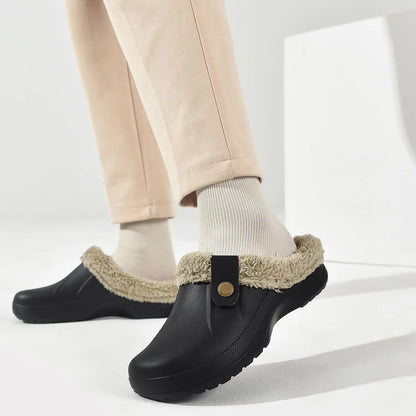 Fashion Men Cotton Slippers Winter Women Men Short Plush Slippers Casual Waterproof Garden Men Shoes New Fur Furry Cotton Shoes.