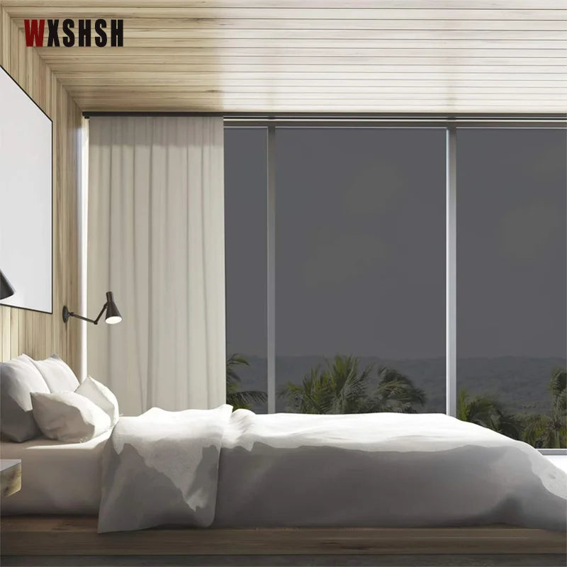 Window Privacy Film One Way Daytime Privacy Static Cling Sun Blocking Anti UV Reflective Window  for Home and OfficeBlack Silver.