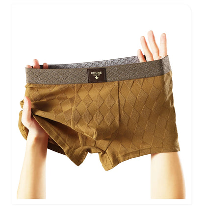 3 Teile/paket 100% Baumwolle Solide Raute Unterwäsche Atmungsaktive Antibakterielle Mesh Schritt Boxer Mann Hohe Elastische Wiast Männer der Höschen