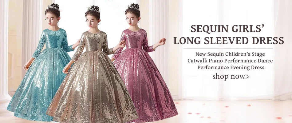 Neues Herbst/Winter Langarm-Partykleid, elegantes Mädchen-Stickerei, Weihnachts-Performance-Kleid, Geschenktüte für Kinder im Alter von 3–11 Jahren.