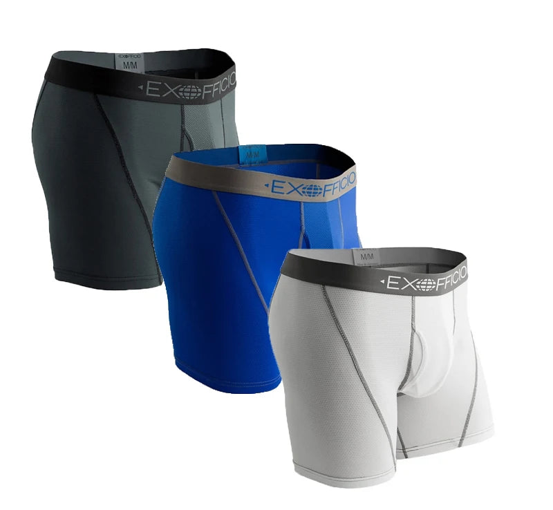 3er-Pack Exofficio Herren-Unterwäsche-Boxershorts mit Fliegen, Herren-Mesh, 15,2 cm, Boxershorts, Unterwäsche, Sport-Boxershorts, leicht, bequem