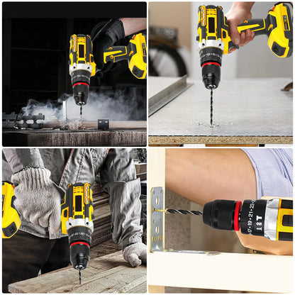 21V45Nm Akku-Bohrschrauber-Set, 120 Stück, mit Schlagschrauber, Metall-Schlüsselloses Bohrfutter, 3828 Positionskupplung für DIY-Profi-Werkzeugsatz