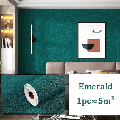 10 m 3D verdickte selbstklebende Tapete Leinen schlicht Kieselalgen Schlamm Wandaufkleber Farbe Dekor Renovierung Antikollision Home Decor