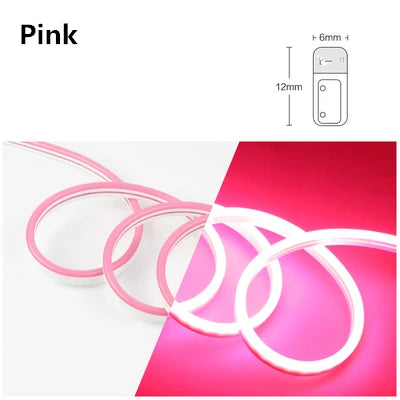 5V 12V 24V Led Neon Strip Light 6mm Narrow Rope Flex Tape Silicon Tube Bar Waterproof DIY Sign Red Green Blue Yellow Pink White.