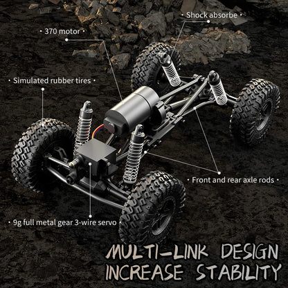 1/18 RC Climbing Car 4WD Off-road Remote Control Vehicle RTR Rock Crawler Big-wheel 4x4 Electric Truck Model Toys for Kids.