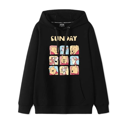 Cartoon Winnie the Pooh Mode einfacher Pullover Damen lockere und bequeme Kapuze vielseitige Paar Freundin Pullover Jacke.