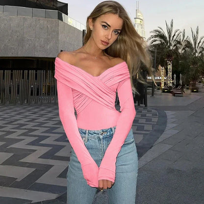 Women Spring Sexy Red Bodysuits Backless Solid Corset Slim Fashion Crossed Bodysuits Long Sleeves Casual Female Knitted Rompers.