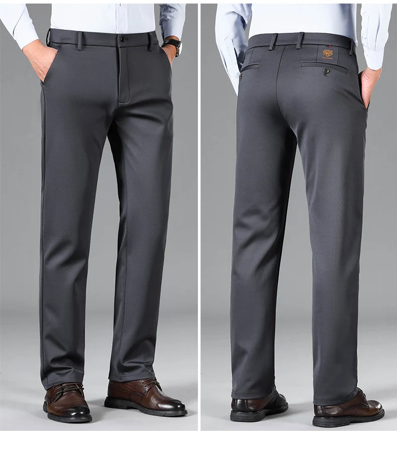 Winter Warm Fleece Thicken Suit Pants Men Straight Business Work Thick Flocking Plush Long Formal Trousers Male Plus Size 29-40.