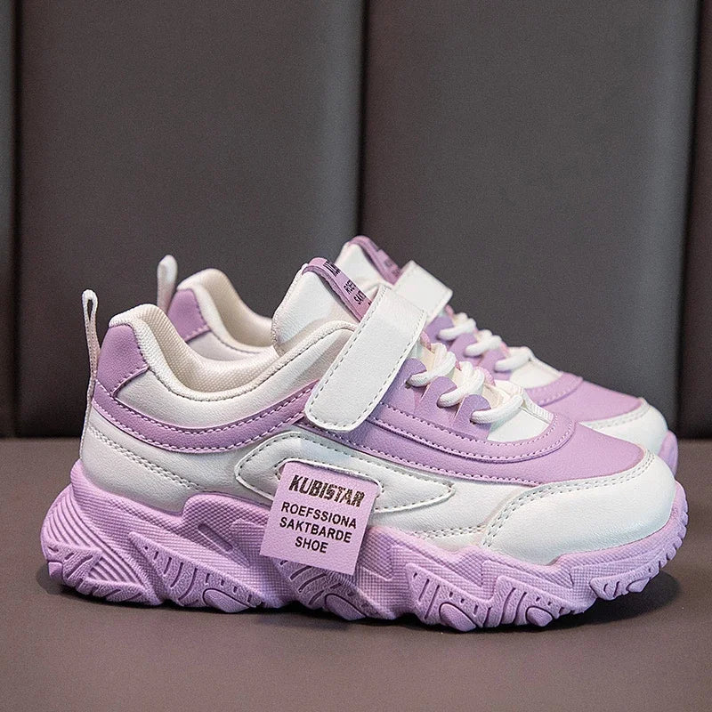 2024 New Versatile Soft Breatheable Hook & Loop White Boys and Girls Children Sneakers Cute Korean Style Uniform School Shoes