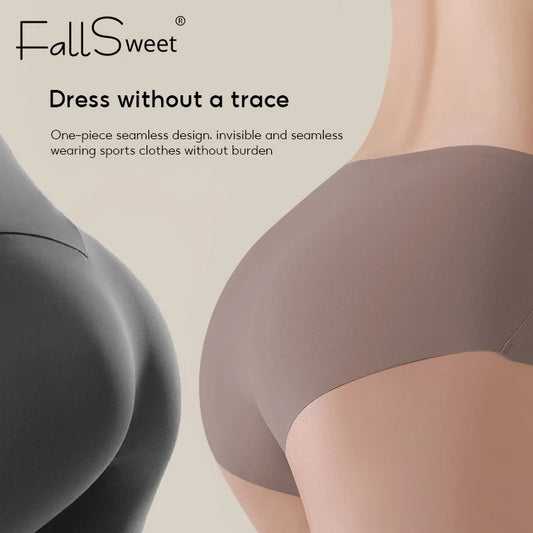 FalllSweet 4PCS Seamless Panties for Woman Ice Silk Underwear Soft Thin Briefs Women's Underpants Fashion Sexy Female Lingerie.
