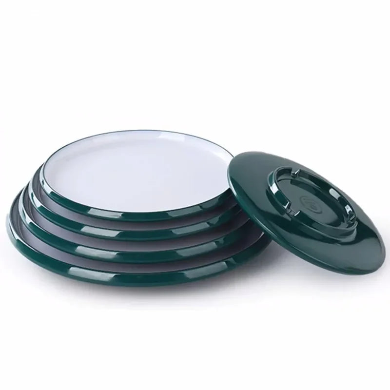 1Pc Commercial Melamine Tableware Household Plastic Dinner Plates Round Barbecue Salad Dishes Plate Kitchen Accessories.