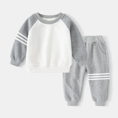 New Spring Autumn Children Clothes Set Color Patchwork Kids Boys Two-Piece Sets Children Boy Casual Tracksuit Outfits Tops Pants.