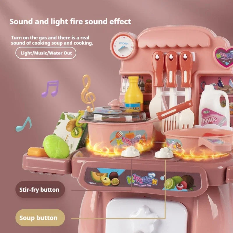 Simulated Kitchen Toys Kitchenware Lighting and Sounds Cooking Game Set Children Fun Educational Toy Educational Toys Boys Girls.