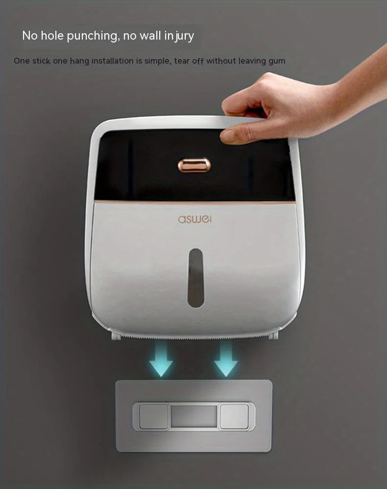 1 Stück Toilettenpapierhalter ohne Bohren, Badezimmer-Organizer |   Selbstklebende Wandhalterung für Taschentücher/Tücher, Badezimmer-Taschentuchabgabe