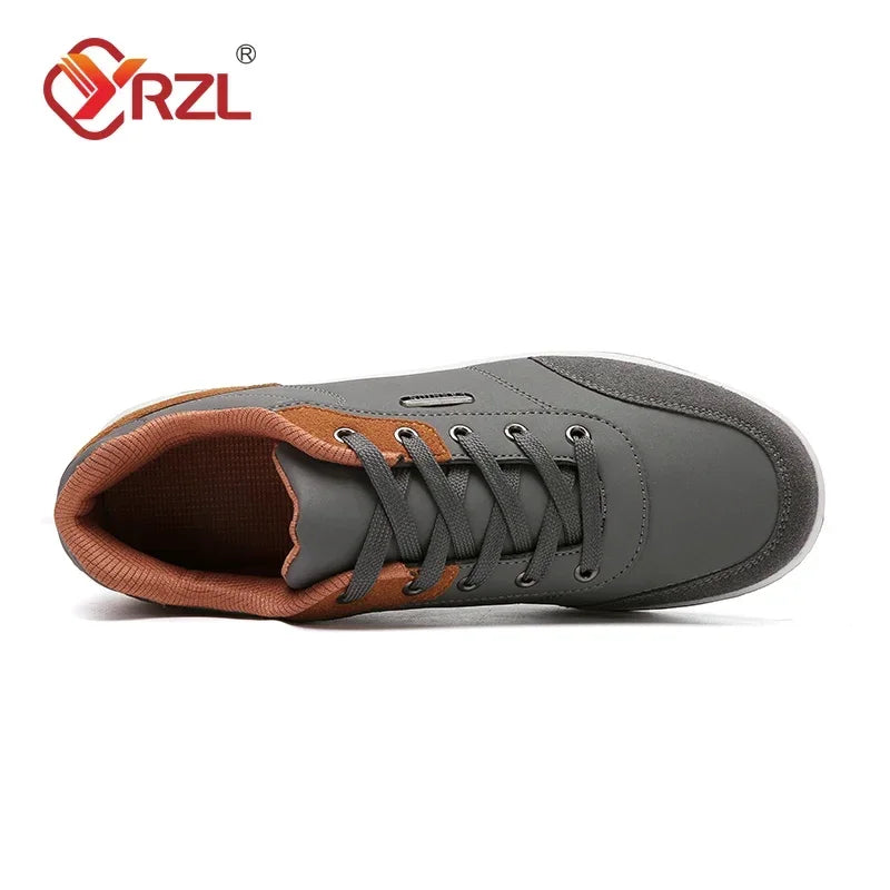 YRZL Men Shoes Spring Autumn Waterproof Walking Sneakers Leisure Male Leather Sports Shoes Non-Slip Footwear Tennis for Men.