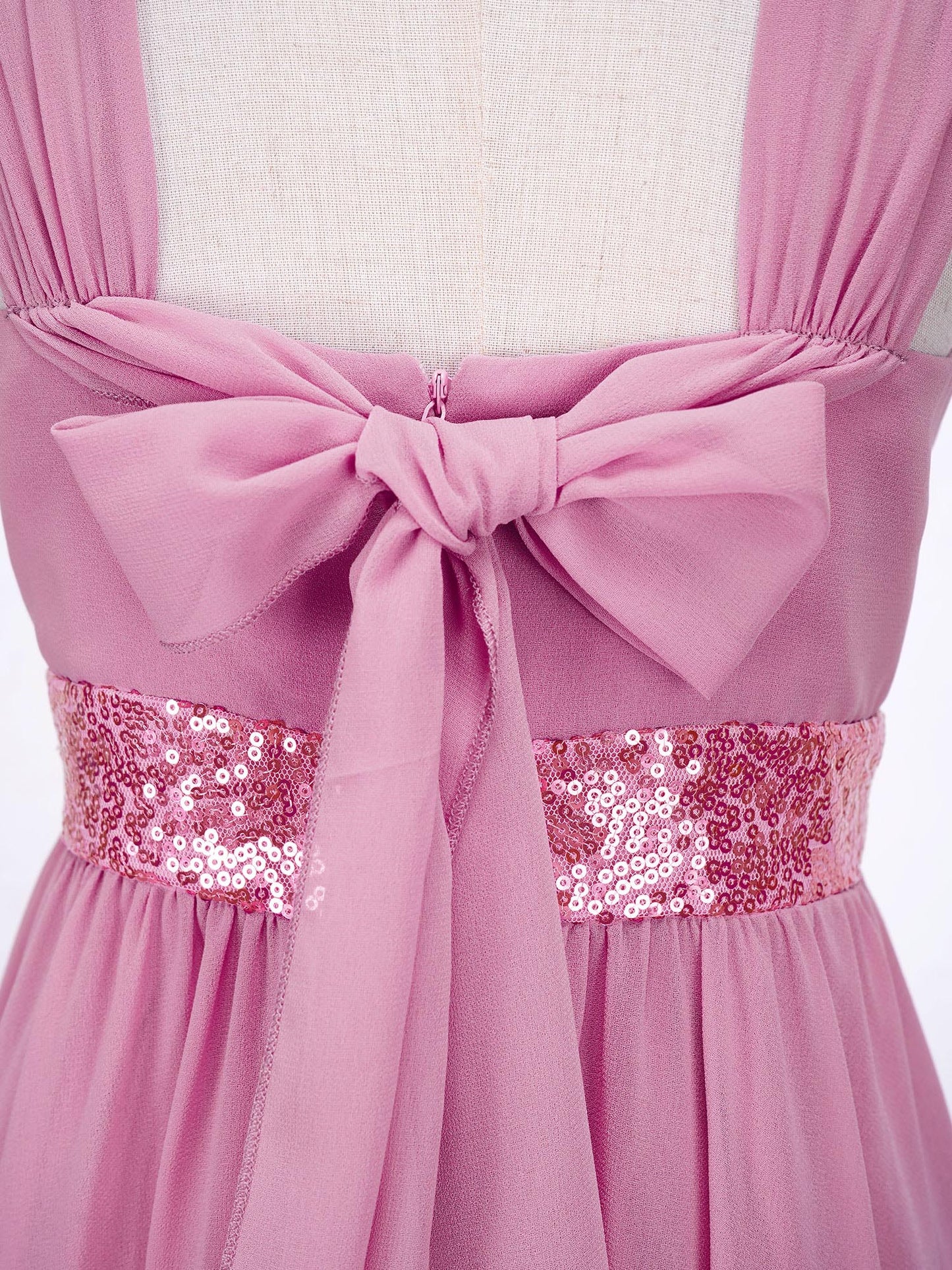 Kinder Blumenmädchenkleid Ärmellos Pailletten Hi-Low-Saum Abendkleid Elegantes Chiffon Prinzessin Geburtstag Formales Hochzeitskleid.