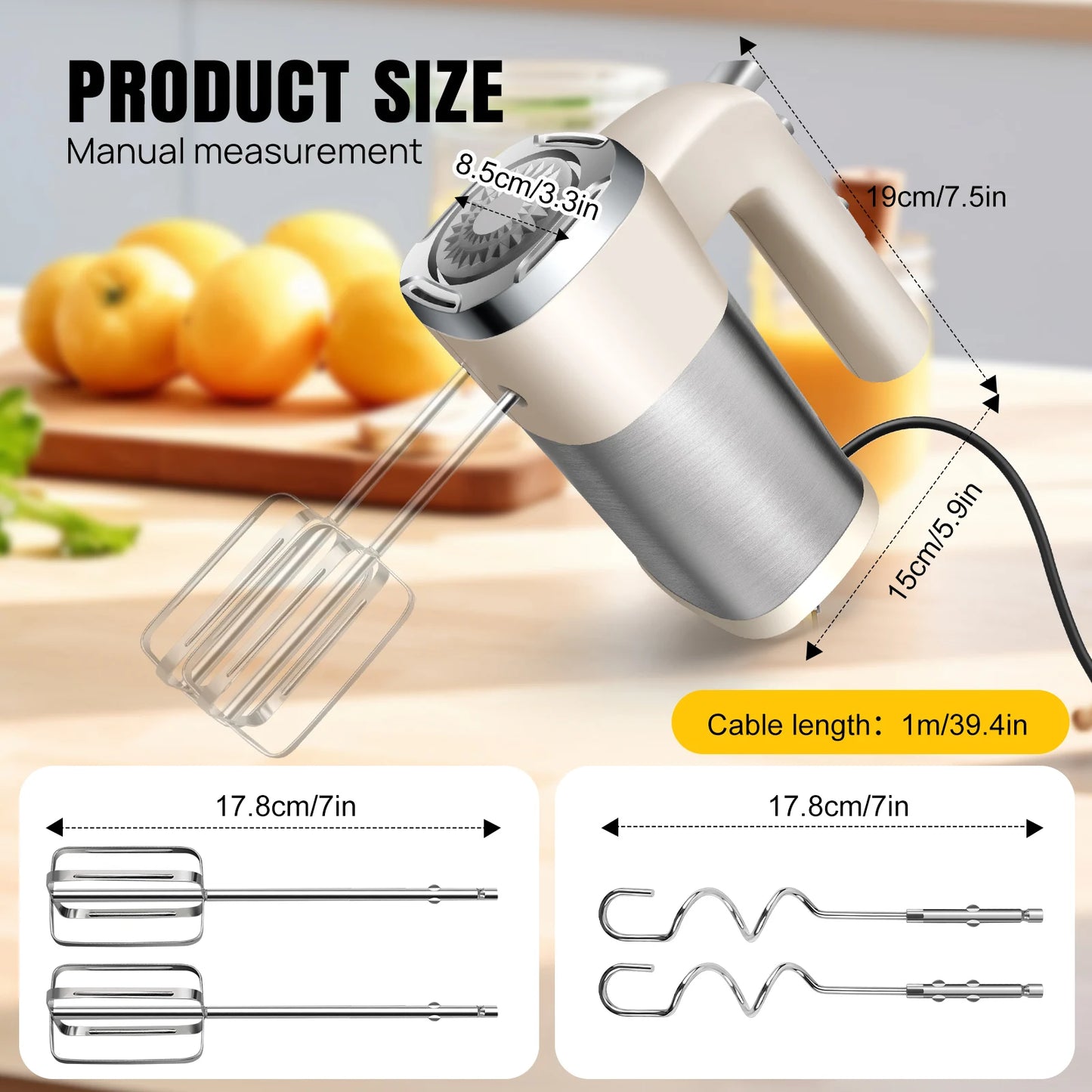 500W High Power Electric Food Mixer Dough Blender Egg Beater Spiral Whisk Cream Mixer For Household Kitchen Cooking Tools.