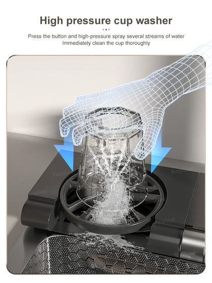 Wasserfall-Küchenspüle aus Edelstahl, multifunktional, groß, Einzelschlitz, Geschirrspülbecken, Küchenrenovierung
