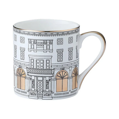 European-style Roman Architecture Ceramic Disc Coffee Cup Snacks Main Course Plate Kitchen Tableware Coffee Mug Storage Tray.