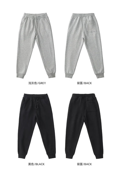 420G Heavyweight Fleece-Lined Sweatpants for Men, Lamb Wool Fleece, Warm Drawstring, Light Gray, Sports Casual Joggers, Winter.