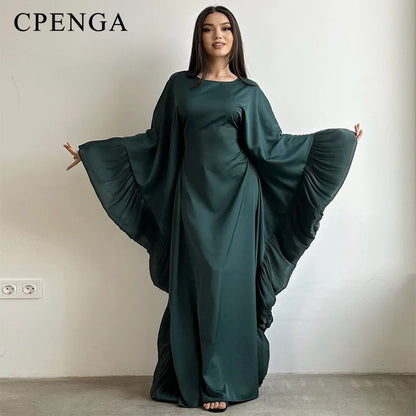 2025 Eid Arabic Muslim Women Modest Dress Luxury Dubai Abaya Islamic Party Lace-detailed Sleeves Robe Festival Turkey Outfit.