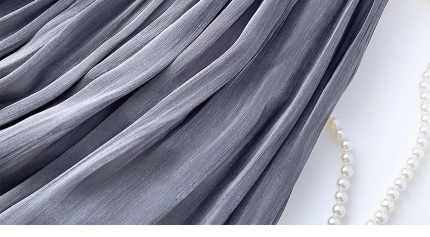 2025 Spring/Summer New Luster  A-line Women Skirt Solid Color High Waist French Paris Style Elegant Asymmetrical Skirt