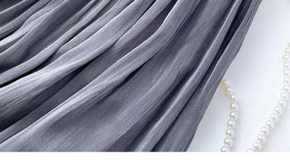 2025 Spring/Summer New Luster  A-line Women Skirt Solid Color High Waist French Paris Style Elegant Asymmetrical Skirt