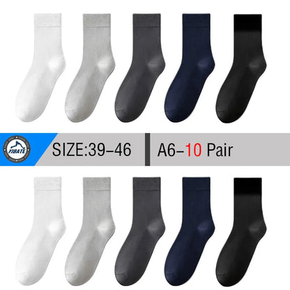 10 Pair Men's Bamboo Socks Anti-bacterial And Anti-odour Soft Business Socks Wearable And Breathable Casual Socks For Men.