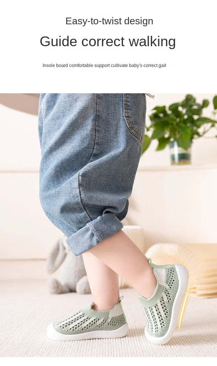 Baby Walking Shoes Summer 2025 New Soft Sole Breathable Mesh Stay-On Anti-Slip Sock Shoes for Infant Boys Girls.