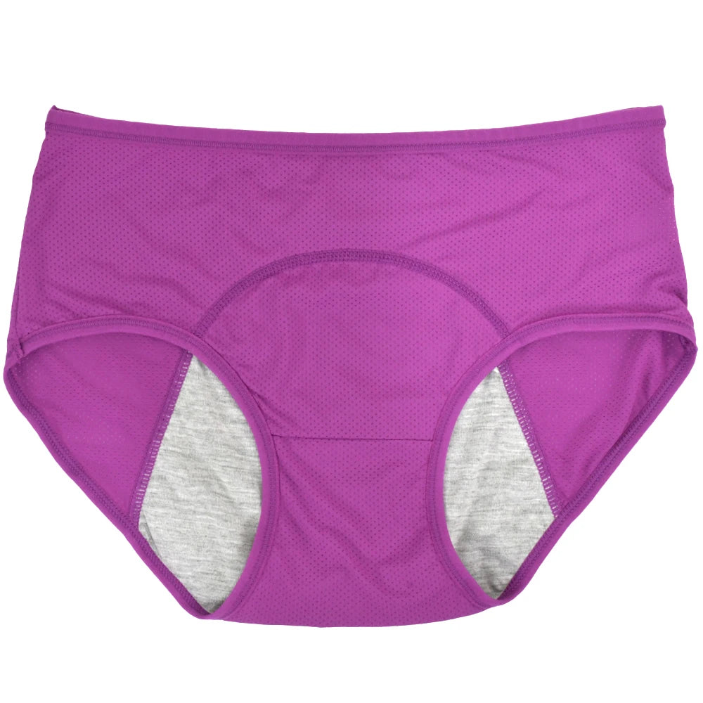 1pc Women's Leak Proof Menstrual Panties – Mid Waist Ice Silk Plus Size Waterproof Period Underwear Sexy Physiological Briefs