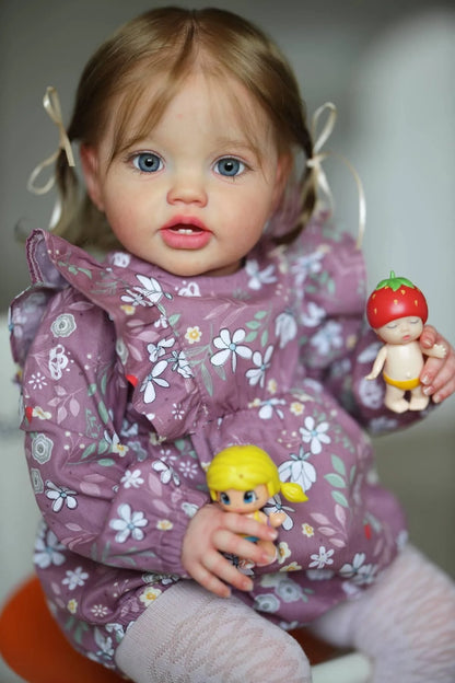 NPK 24Inch Newborn Baby Toddler Doll Reborn Lottie Princess Girl Lifelike Soft Touch 3D Skin Art Doll with Hand Rooted Hair.