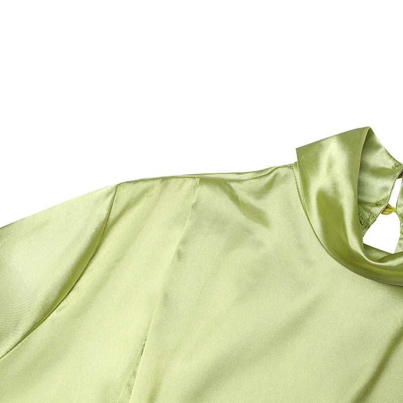 VONDA Frauen Böhmischen Lange Maxi Kleid 2024, Elegante Langarm Hohe Kragen Roben Casual Einfarbig Vestidos Vintage Sommerkleid.