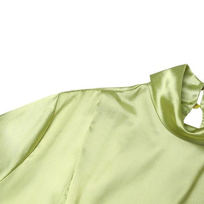 VONDA Frauen Böhmischen Lange Maxi Kleid 2024, Elegante Langarm Hohe Kragen Roben Casual Einfarbig Vestidos Vintage Sommerkleid.