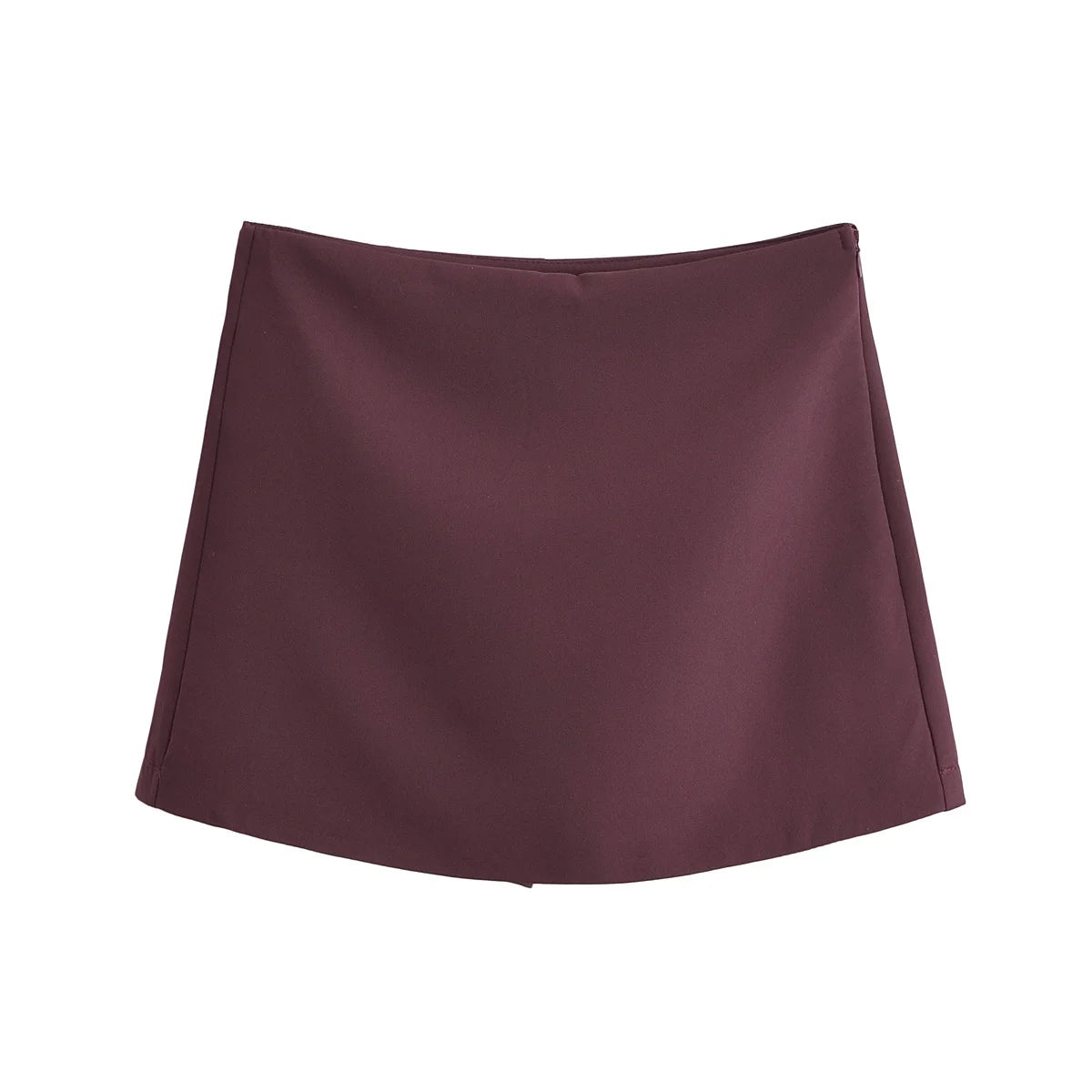 TRAF Shorts for Women Fashion Autumn Winter New Comfortable Casual Solid Color Side Zip Middle-waisted A-line Culotte Skirt Pant.