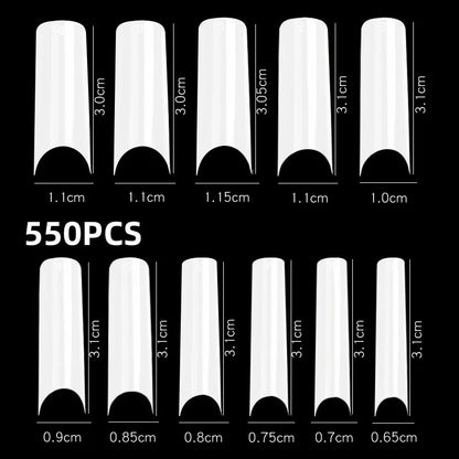 600Pcs Extra Long Hawk Curved Nail Tips Half Cover Eagle Claw Curve False Nails Extension 10 Sizes Bag Packaging for Art Salon *