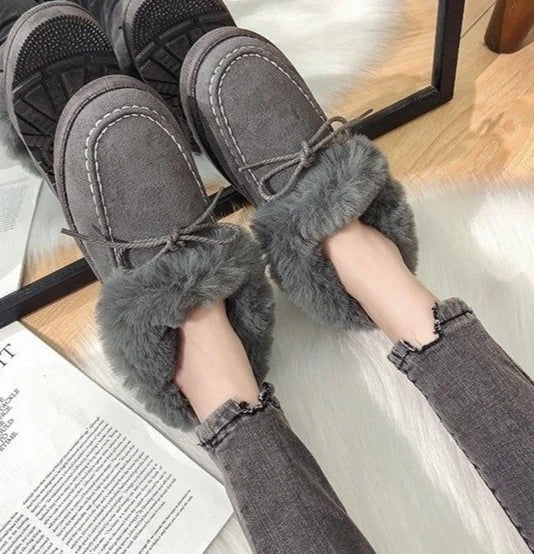 Bow Round Toe Flat Fleece-lined Woman Shoes Trend 2025 Y2k Chic and Elegant Winter Novelty Padded Sale Hot Snow Boots for Women