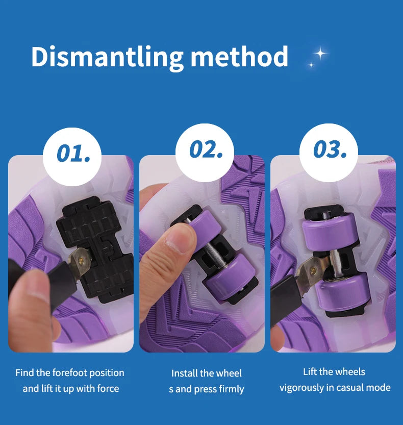 Boys Girls Roller Shoes LED Light Up USB Charging Children Roller Skate Casual Skateboarding Shoes Sports Shoes Kids Sneakers.