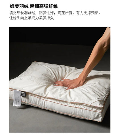 Pure Cotton Satin Jacquard Silk Pillows 48*74cm Mulberry silk Filling Anti Mite Soft Fluffy Hotel Sleeping Bedding Pillows.